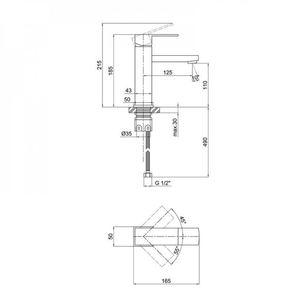 Змішувач для раковини Lidz Kubis 001F (k35) LDKUB001FNKS28534 Nickel SD00034631