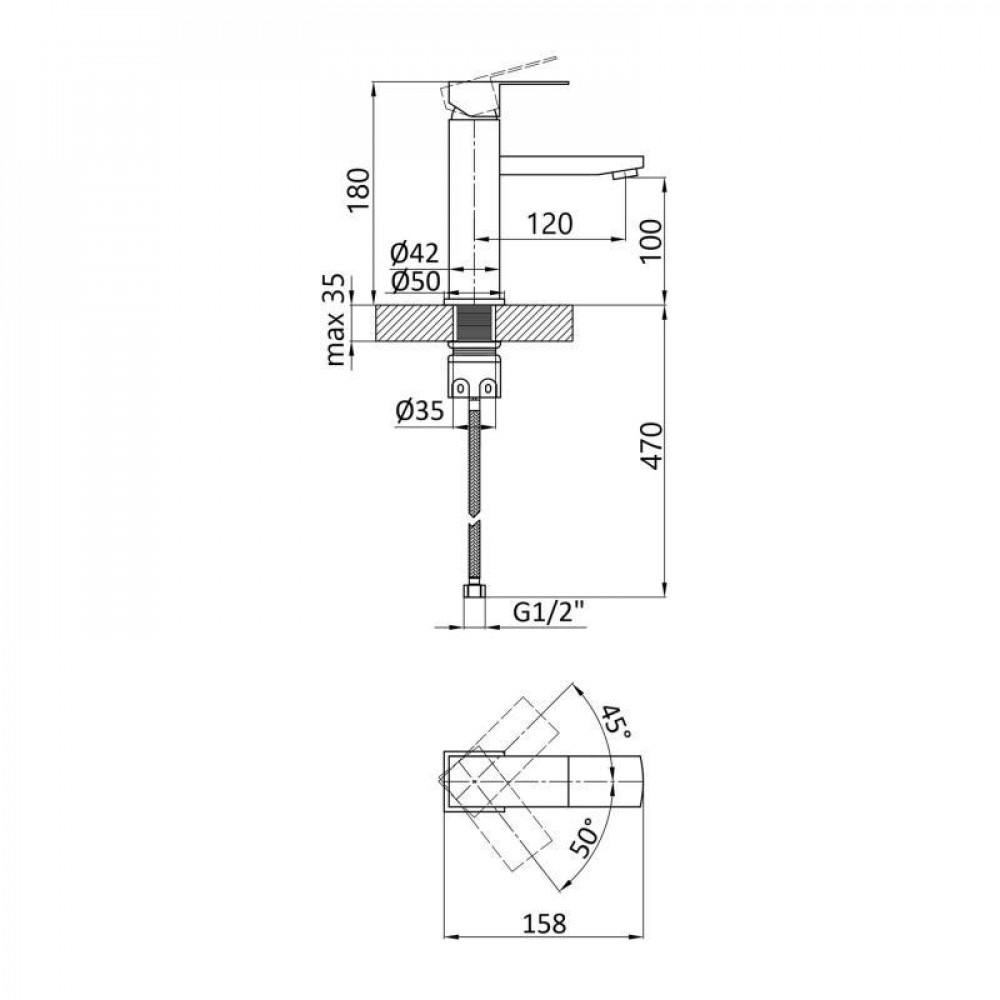 Змішувач для раковини Lidz Kubis 001F (k35) LDKUB001FBLA43376 Black SD00049499
