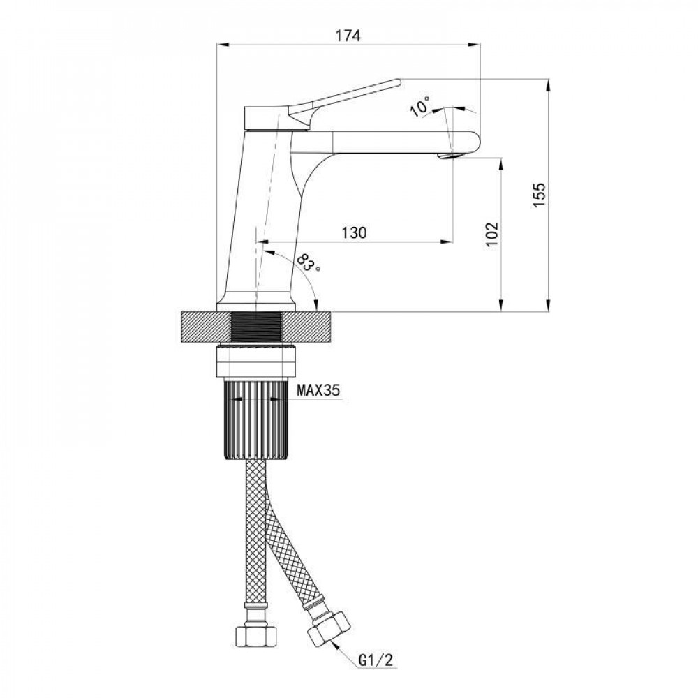 Змішувач для раковини низький Qtap Arvin QTARV270CRM48638 Chrome SD00054762