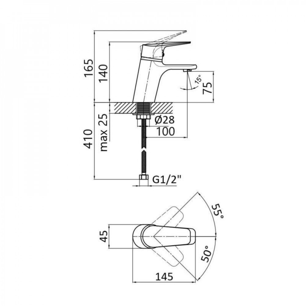 Змішувач для раковини Lidz Gloria 001F (k35) LDGLO001FCRM35116 Chrome SD00041220
