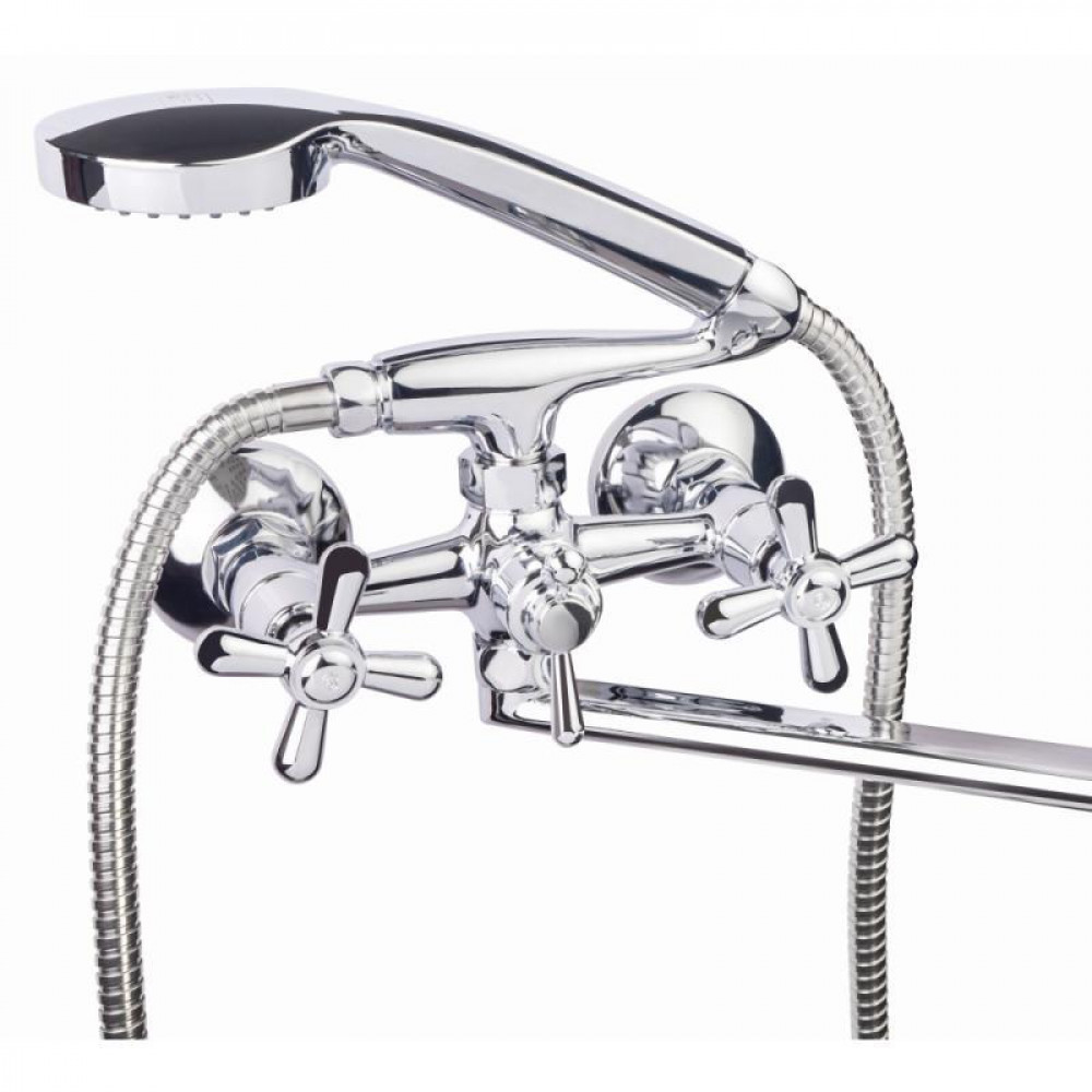 Змішувач для ванни Lidz Dominox 143 з поворотним виливом двохвентильний (з душовим гарнітуром) LDDOM143CRM35530 Chrome SD00041633