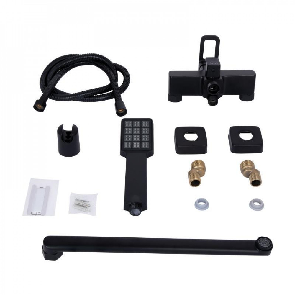 Змішувач для ванни Lidz Wawel 005 з поворотним виливом (з душовим гарнітуром) (k35) LDWAW005BLA45394 Black SD00051518