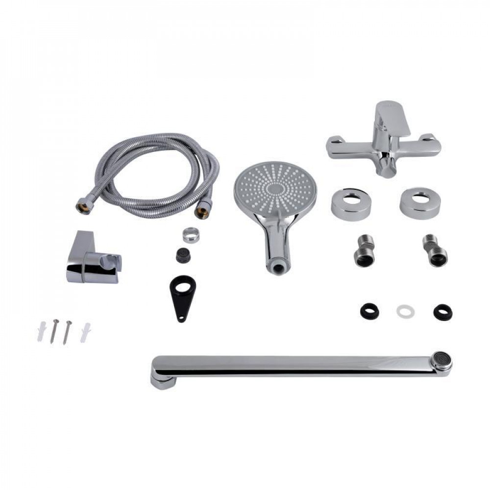 Змішувач для ванни Qtap Leo New з довгим поворотним виливом (з душовим гарнітуром) QTLEO2601CRM45562 Chrome SD00051686