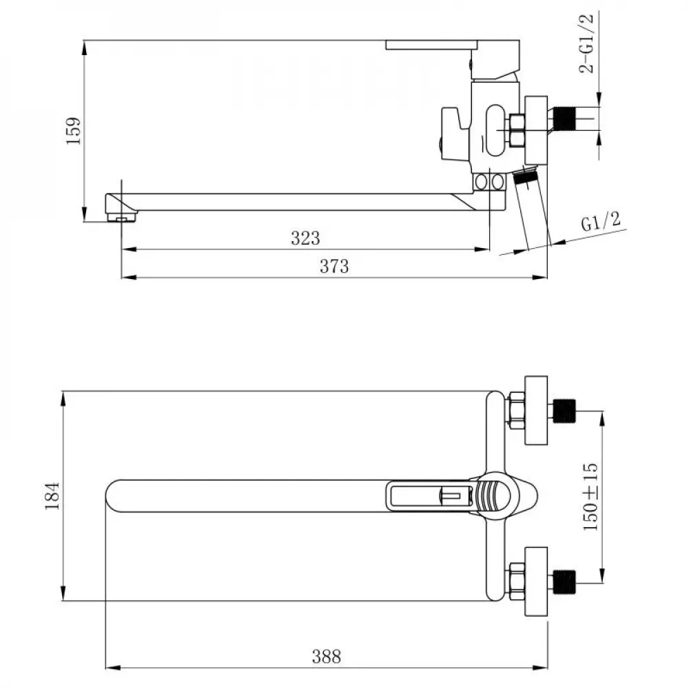 Смеситель для ванны Qtap Taurus с длинным поворотным изливом (с душевым гарнитуром) QTTAU260CRM45663 Chrome SD00051787
