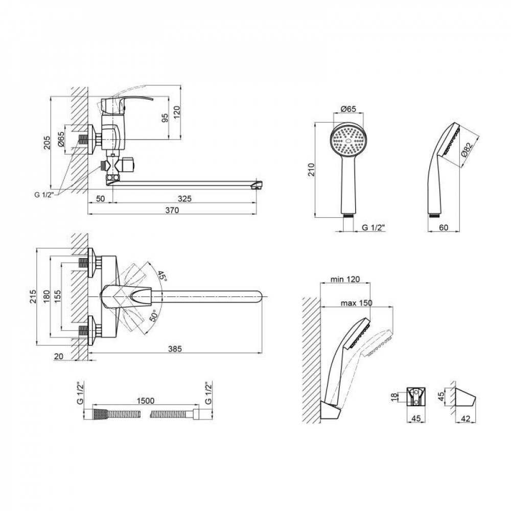 Змішувач для ванни Lidz Anny 005C2 з поворотним виливом (з душовим гарнітуром) (k40) LDANN005C2CRM35102 Chrome SD00041207