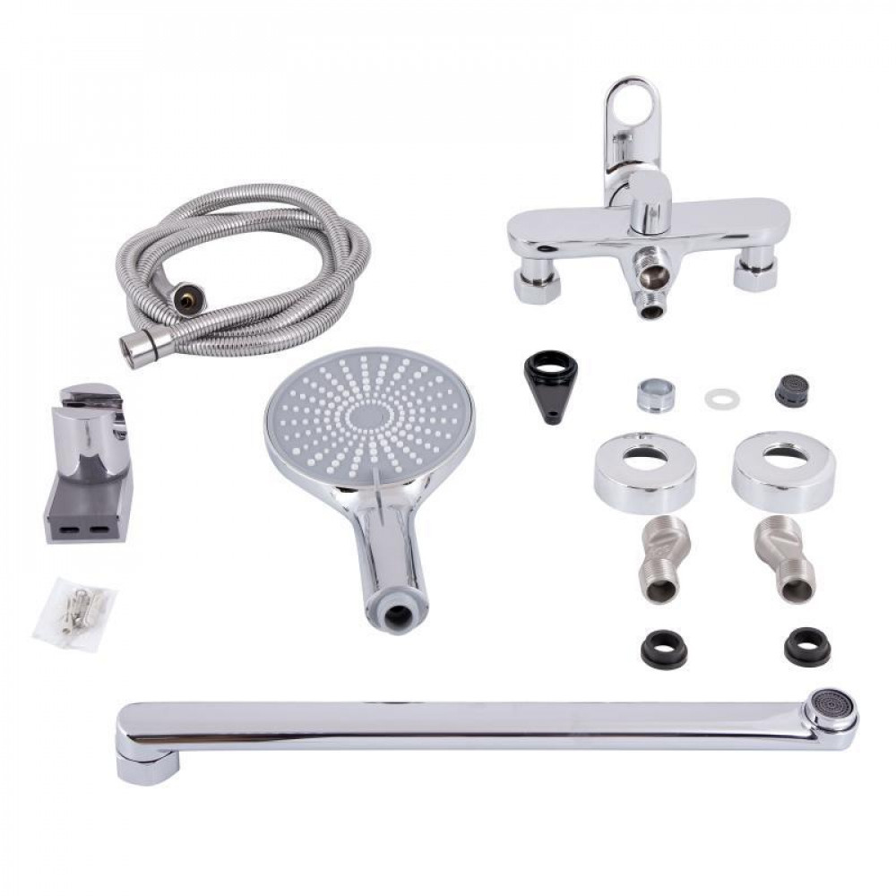 Змішувач для ванни Qtap Jay з довгим поворотним виливом (з душовим гарнітуром) QTJAY2601CRM45540 Chrome SD00051664