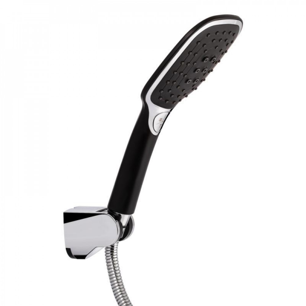 Змішувач для ванни Qtap Grand з поворотним виливом (з душовим гарнітуром) QTGRABCR005 Chrome/Black SD00039607