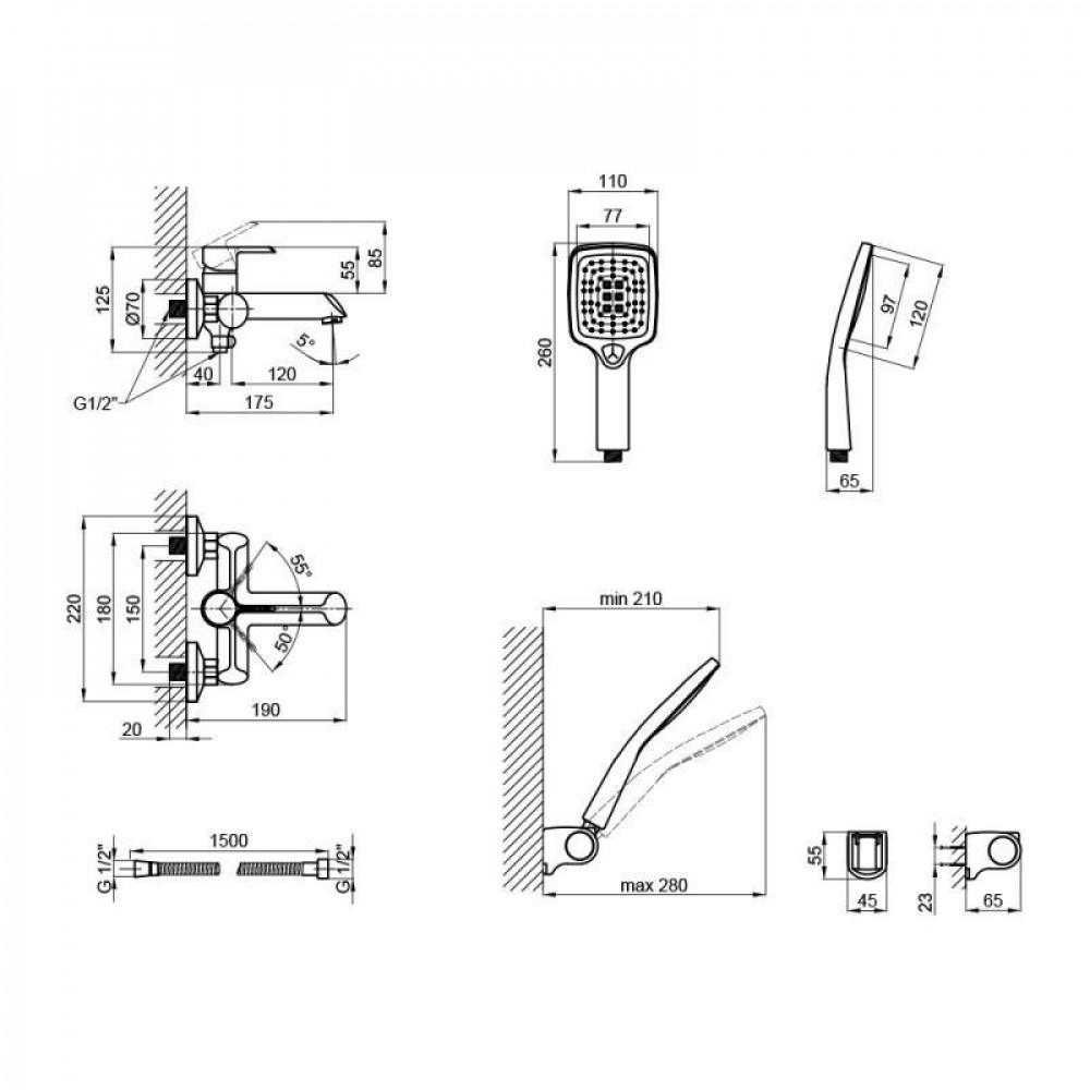 Змішувач для ванни Qtap Grand (з душовим гарнітуром) QTGRAWCR006 Chrome/White SD00039611