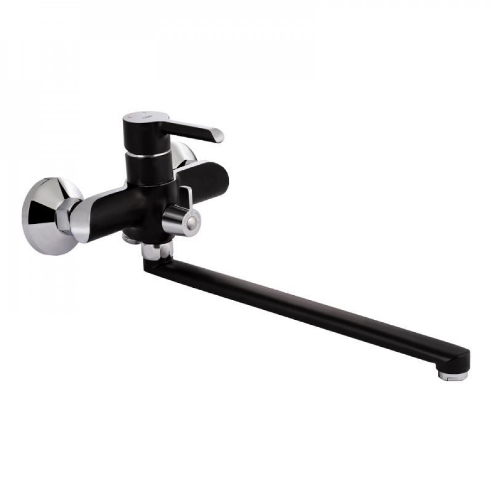 Змішувач для ванни Qtap Grand з поворотним виливом (з душовим гарнітуром) QTGRABCR005 Chrome/Black SD00039607