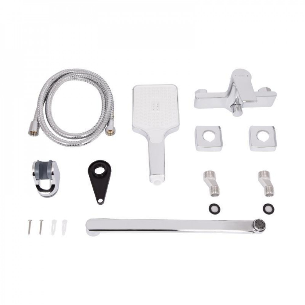 Змішувач для ванни Qtap Arvin з довгим поворотним виливом та душовим гарнітуром QTARV260CRM48641 Chrome SD00054765