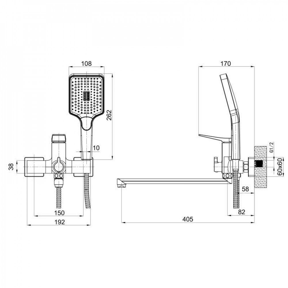 Змішувач для ванни Qtap Nando з довгим поворотним виливом та душовим гарнітуром QTNAN260CRM48652 Chrome SD00054776