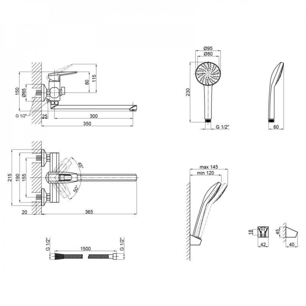 Змішувач для ванни Lidz Sofi 005 з поворотним виливом (з душовим гарнітуром) (k35) LDSOF005CRM22137 Chrome SD00028234
