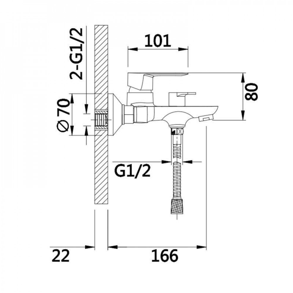 Змішувач для ванни Lidz Latwa 006 (з душовим гарнітуром) (k35) LDLAT006WHI45424 White SD00051548
