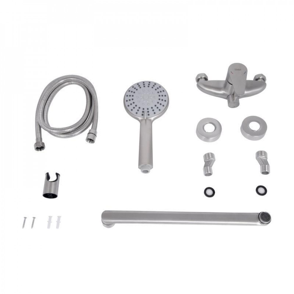 Смеситель для ванны Lidz Vida 005 с поворотным изливом (с душевым гарнитуром) (k35) LDVID005NKS38087 Nickel SD00044190