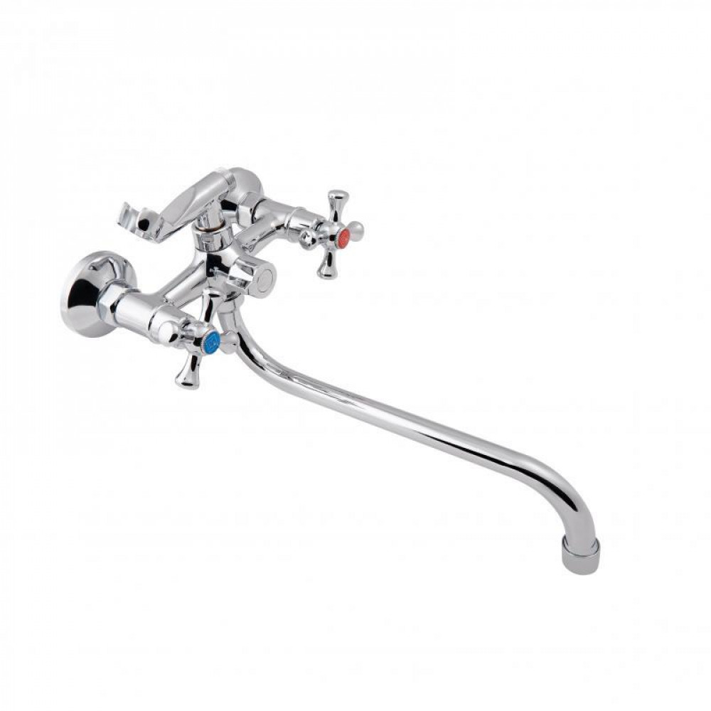 Змішувач для ванни Lidz Lamb 1401 з поворотним виливом двохвентильний (з душовим гарнітуром) LDLAM1401CRM22017 SD00028114