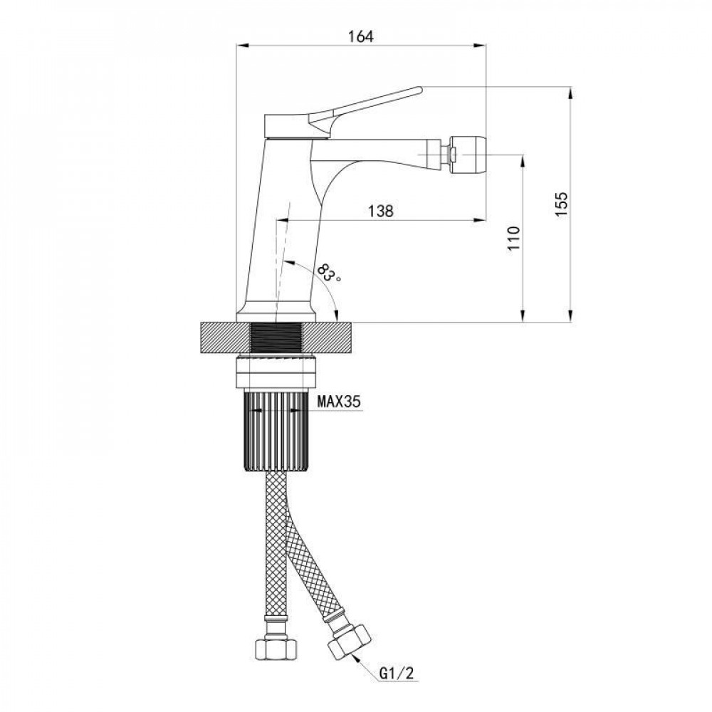 Змішувач для біде Qtap Arvin QTARV255CRM48642 Chrome SD00054766
